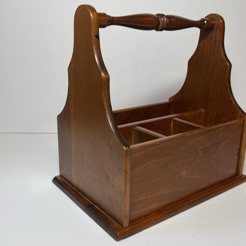 Pfaltzgraff Yorktowne Wooden Utensil/Silverware-Pen/Pencil Caddy Cottagecore VTG - Picture 6 of 16